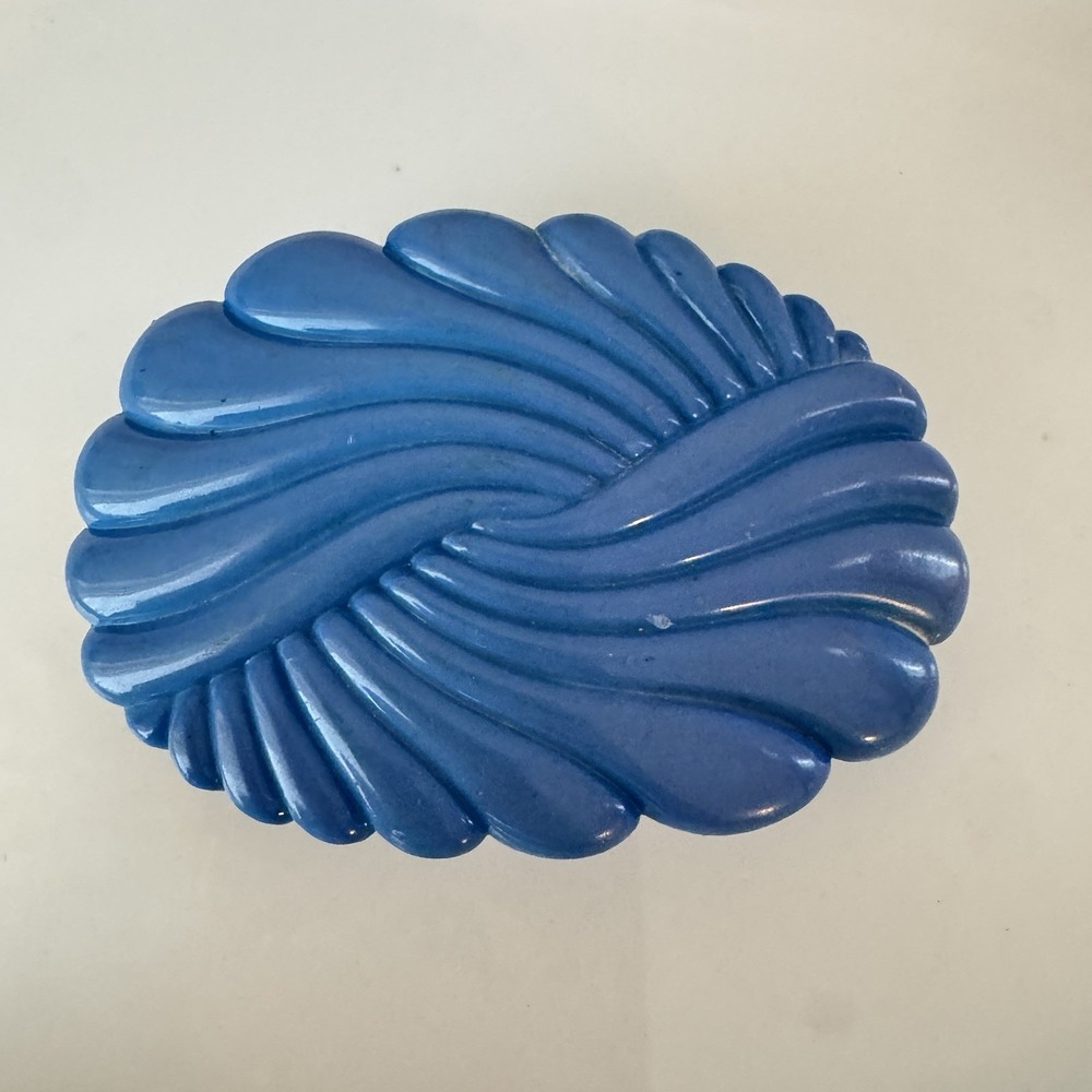 Vtg Hair Barrette Twist Clip Gold Detail Blue Shell Large Plastic Swirl 80s 90s - Picture 5 of 6